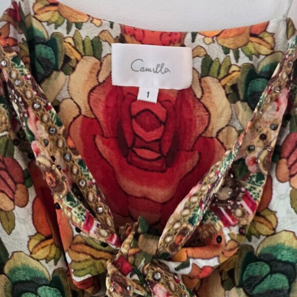 Camilla La Rosa Tie Front Short Dress Size 1 Small b101E - Picture 13 of 16